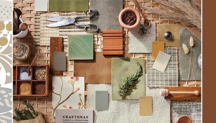 A mood board showcasing designer services at Woodbridge Interiors in Kierland, Scottsdale, AZ