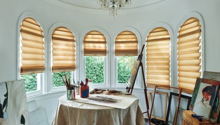 Vignette® Modern Roman Shades near Paramus, New Jersey (NJ) Hunter Douglas with PowerView® Automation