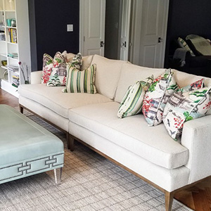 Transitional Sofa with Funky Pillow Treatment