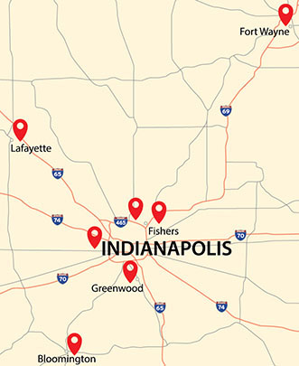 Click here to view a large map of Indiana and the Cities where our Stores are located.